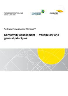 AS/NZS ISO/IEC 17000: 12/11/2020 Conformity assessment – Vocabulary and general principles