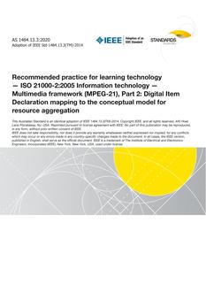 AS 1484.13.3: 12/18/2020 Recommended practice for learning technology – ISO 21000-2:2005 Information technology – Multimedia framework (MPEG-21), Part 2: Digital Item Declaration mapping to the conceptual model for resource aggregation