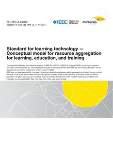 AS 1484.13.1: 12/18/2020 Standard for learning technology, Part 13.1: Conceptual model for resource aggregation for learning, education, and training
