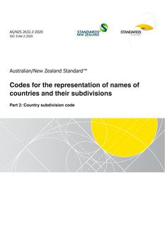 AS/NZS 2632.2: 12/18/2020 Codes for the representation of names of countries and their subdivisions, Part 2: Country subdivision code