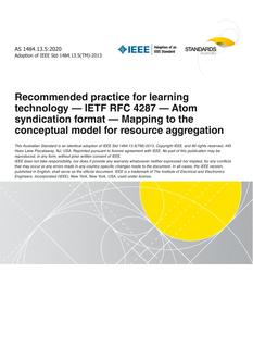 AS 1484.13.5: 12/18/2020 Recommended practice for learning technology – IETF RFC 4287 – Atom syndication format – Mapping to the conceptual model for resource aggregation