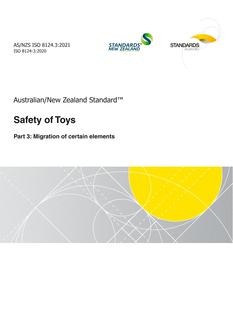 AS/NZS ISO 8124.3: 02/12/2021 Safety of Toys, Part 3: Migration of certain elements