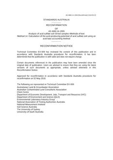AS 4969.14: 03/18/2009 Analysis of acid sulfate soil – Dried samples – Methods of test, Method 14: Calculation of the acid-producing potential of acid sulfate soil using an acid base accounting method