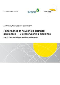 AS/NZS 2040.2: 02/19/2021 Performance of household electrical appliances – Clothes washing machines, Part 2: Energy efficiency labelling requirements