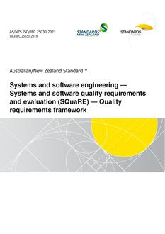 AS/NZS ISO/IEC 25030: 02/26/2021 Systems and software engineering – Systems and software quality requirements and evaluation (SQuaRE) – Quality requirements framework