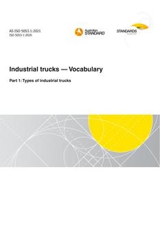 AS ISO 5053.1: 04/30/2021 Industrial trucks – Vocabulary, Part 1: Types of industrial trucks
