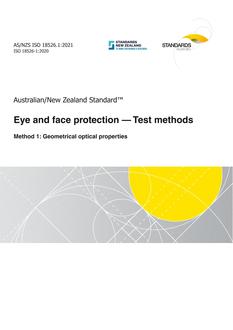 AS/NZS ISO 18526.1: 08/27/2021 Eye and face protection – Test methods, Method 1: Geometrical optical properties