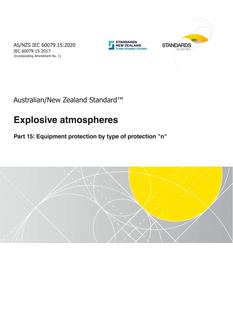 AS/NZS IEC 60079.15: 01/24/2020 Explosive atmospheres, Part 15: Equipment protection by type of protection “n”