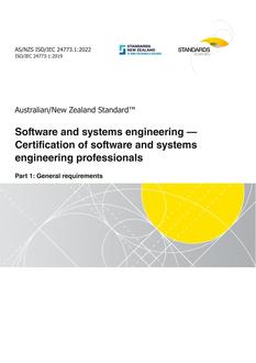 AS/NZS ISO/IEC 24773.1: 03/18/2022 Software and systems engineering – Certification of software and systems engineering professionals, Part 1: General requirements