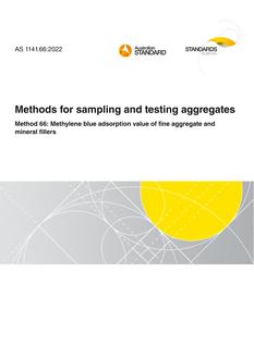 AS 1141.66: 04/14/2022 Methods for sampling and testing aggregates, Method 66: Methylene blue adsorption value of fine aggregate and mineral fillers