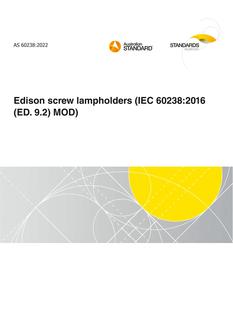 AS 60238: 05/13/2022 Edison screw lampholders (IEC 60238:2016 (ED. 9.2) MOD)