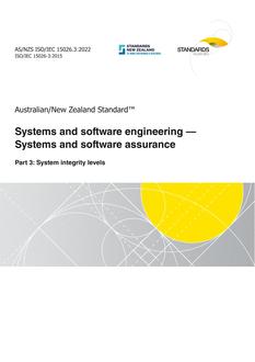 AS/NZS ISO/IEC 15026.3: 05/27/2022 Systems and software engineering – Systems and software assurance, Part 3: System integrity levels