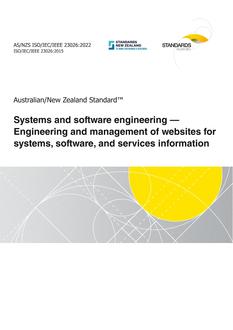 AS/NZS ISO/IEC/IEEE 23026: 05/27/2022 Systems and software engineering – Engineering and management of websites for systems, software, and services information