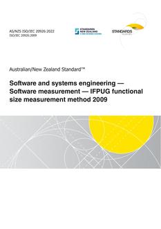 AS/NZS ISO/IEC 20926: 05/27/2022 Software and systems engineering – Software measurement – IFPUG functional size measurement method 2009