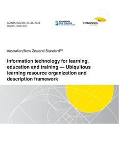 AS/NZS ISO/IEC 23126: 06/24/2022 Information technology for learning, education and training – Ubiquitous learning resource organization and description framework