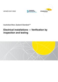 AS/NZS 3017: 12/02/2022 Electrical installations – Verification by inspection and testing