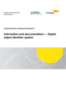 AS/NZS ISO 26324: 12/23/2022 Information and documentation – Digital object identifier system