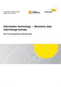 AS ISO/IEC 19794.10: 12/06/2024 Information technology – Biometric data interchange formats, Part 10: Hand geometry silhouette data