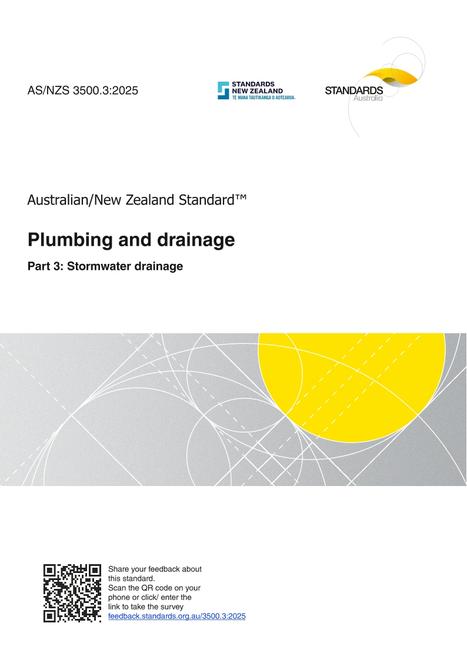 AS/NZS 3500.3: 04/17/2025 Plumbing and drainage, Part 3: Stormwater drainage