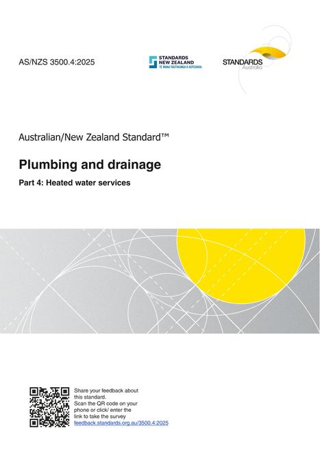 AS/NZS 3500.4: 04/17/2025 Plumbing and drainage, Part 4: Heated water services